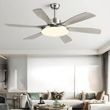 Modern Remote 6 Blade Down Rod Ceiling Fan with Light Image - 8