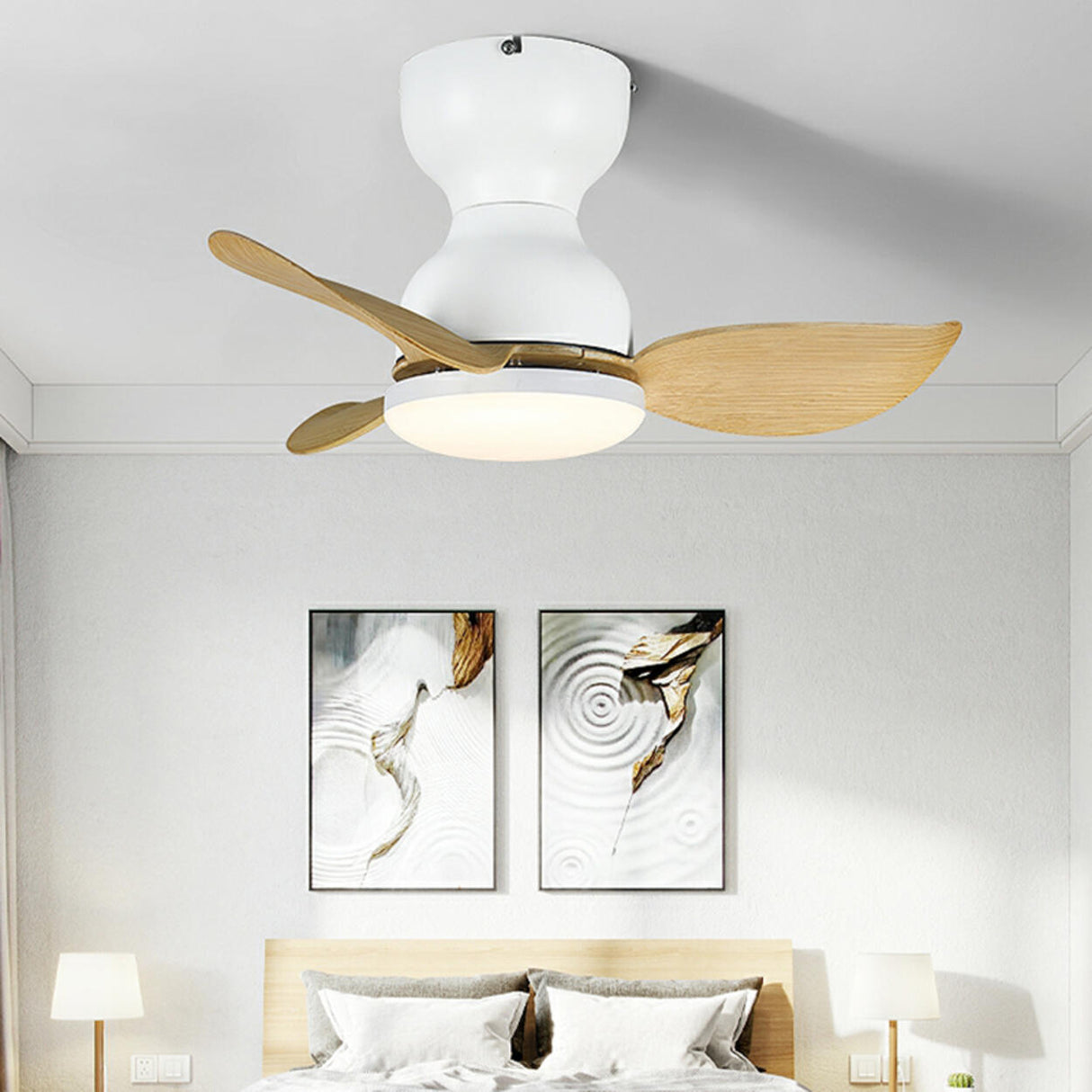 Modern Remote Control 3 Blade LED Ceiling Fan Light Image - 2