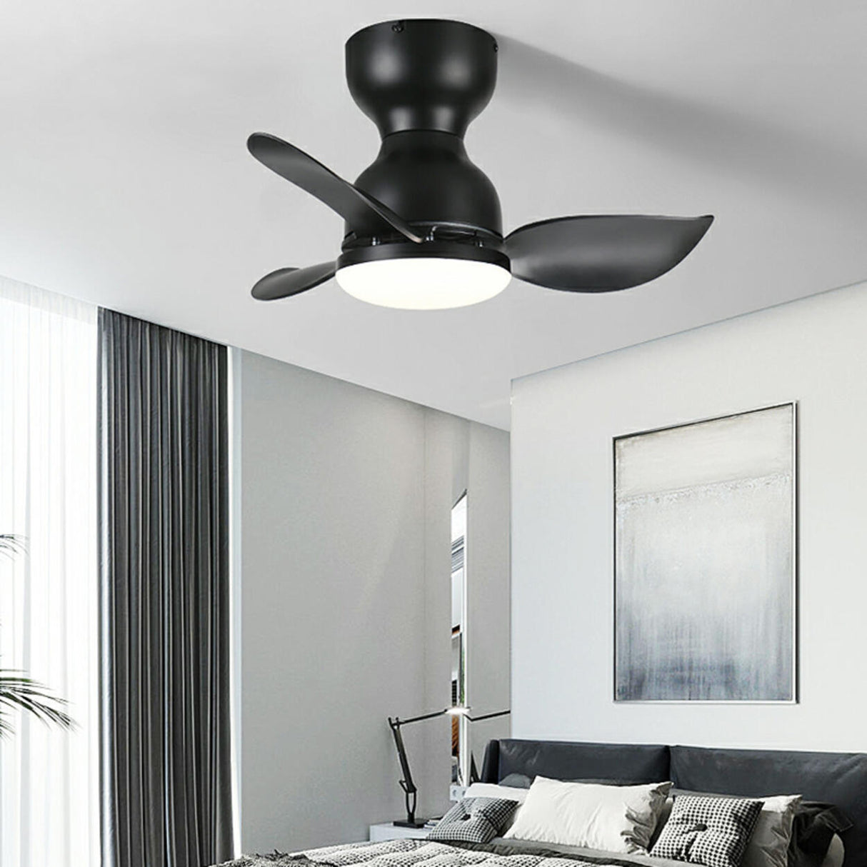 Modern Remote Control 3 Blade LED Ceiling Fan Light Image - 4