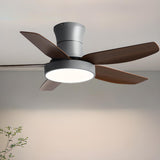 Modern Remote Control Black Ceiling Fan with LED Light Image - 1