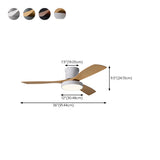 Modern Remote Control Wood Ceiling Fan with LED Light #size