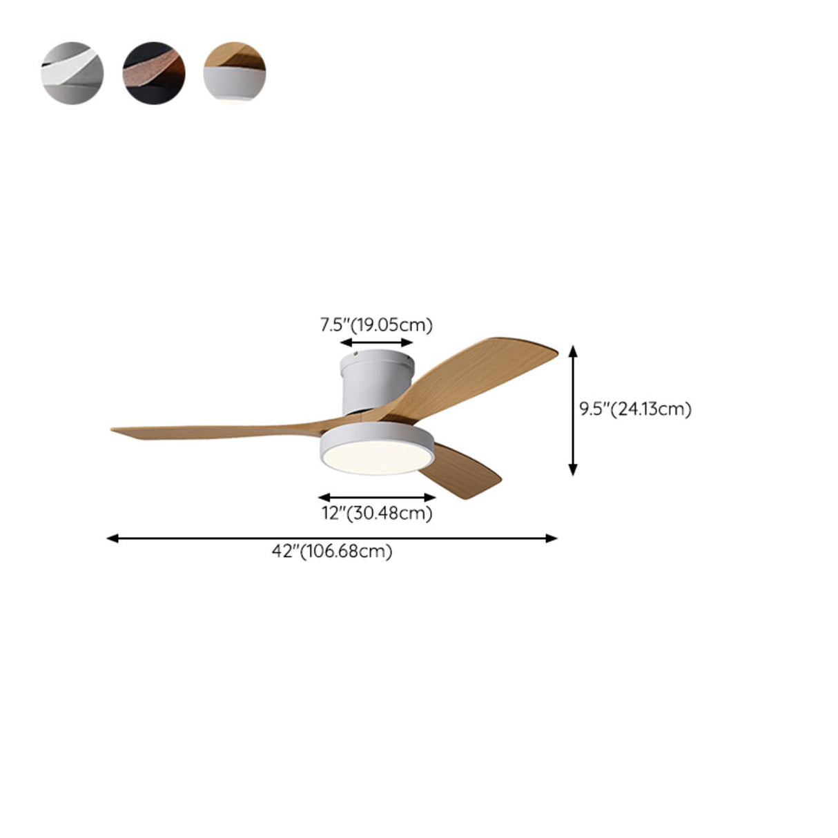 Modern Remote Control Wood Ceiling Fan with LED Light Image - 18