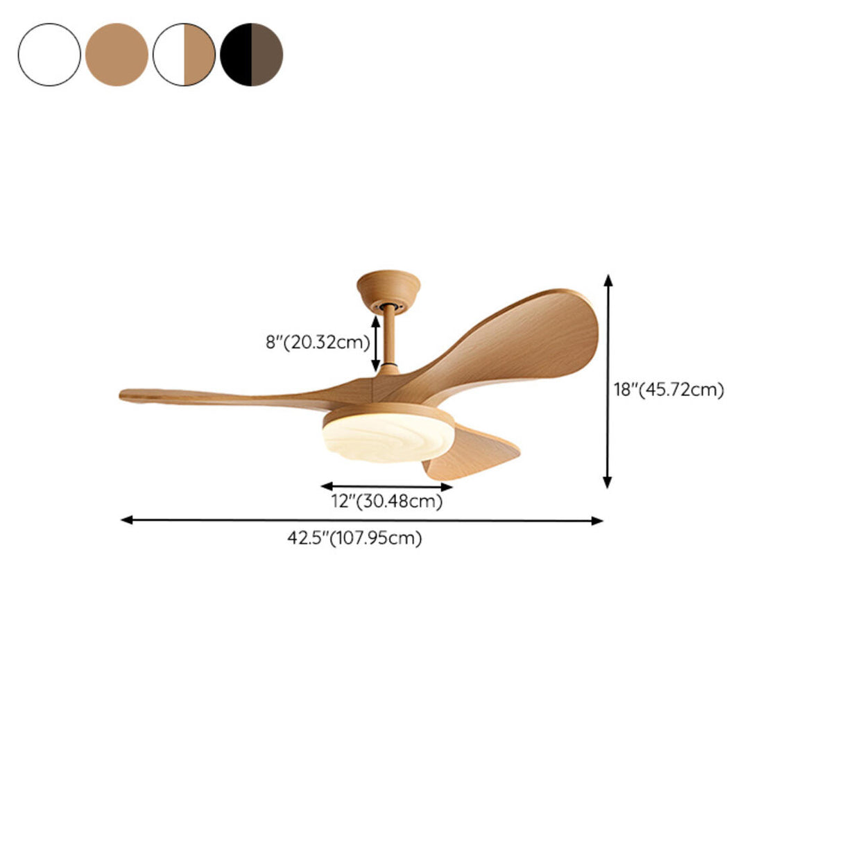 Modern Remote Control Wood Look Ceiling Fan with Light 