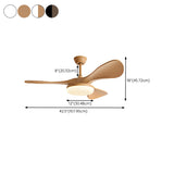 Modern Remote Control Wood Look Ceiling Fan with Light #size