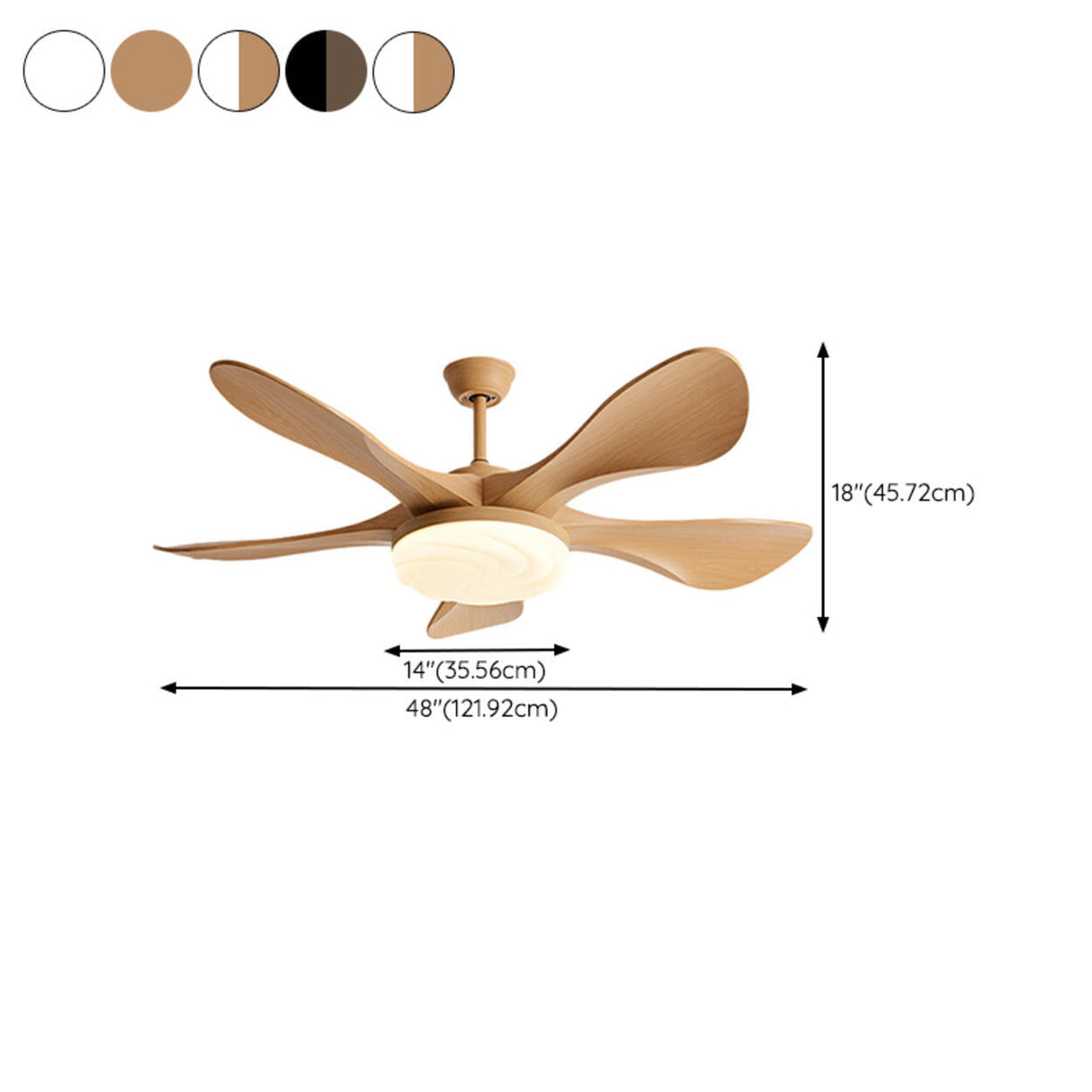 Modern Remote Control Wood Look Ceiling Fan with Light Image - 19