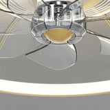 Modern Remote Gold Circle Flush Ceiling Fan with Light Image - 9