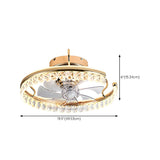 Modern Remote Gold LED Crystal Ceiling Fan with Light Image - 21