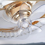 Modern Remote Gold LED Crystal Ceiling Fan with Light Image - 5