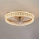 Modern Remote Gold LED Crystal Ceiling Fan with Light Image - 6