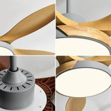 Modern Remote Wood 5 Blade Ceiling Fan with LED Light Image - 14