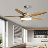 Modern Remote Wood 5 Blade Ceiling Fan with LED Light Image - 18