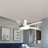 Modern Remote Wood 5 Blade Ceiling Fan with LED Light Image - 3