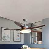 Modern Remote Wood 5 Blade Ceiling Fan with LED Light Image - 4