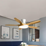 Modern Remote Wood 5 Blade Ceiling Fan with LED Light Image - 9