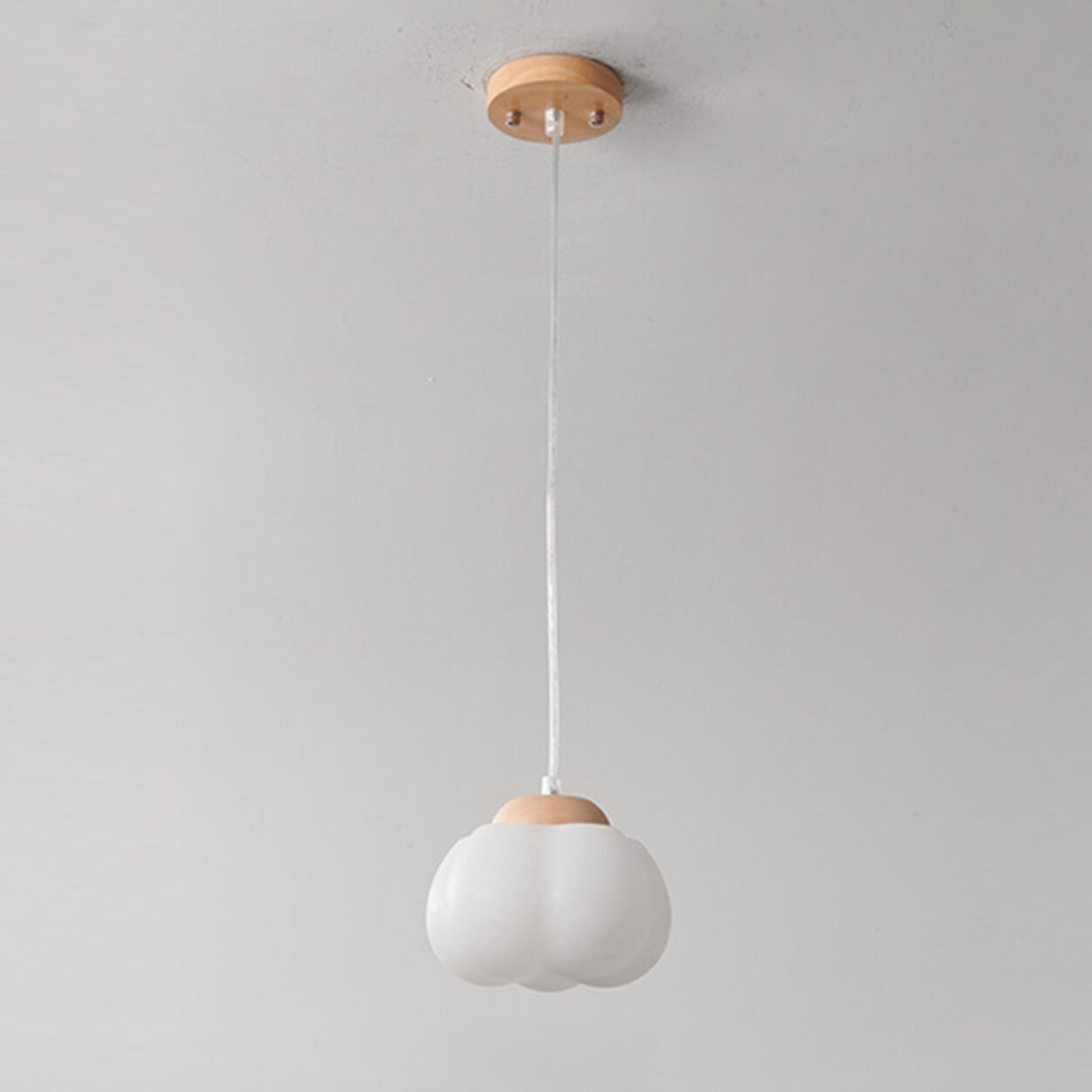 Modern Resin Drum Wooden Cloud Shape Pendant Light Image - 11