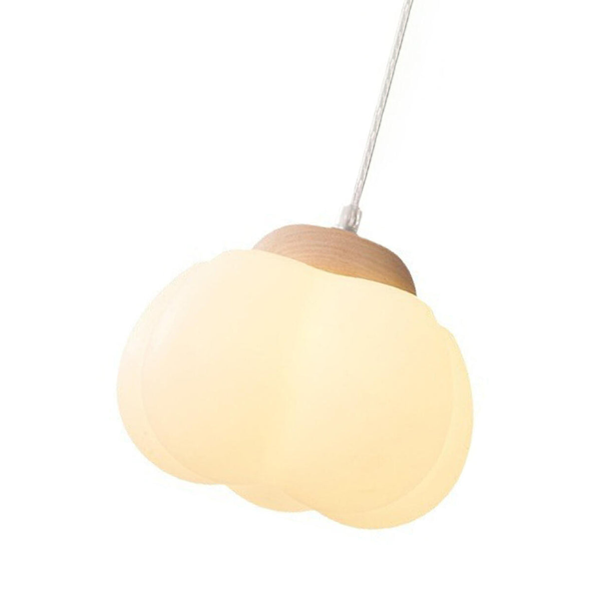 Modern Resin Drum Wooden Cloud Shape Pendant Light Image - 14