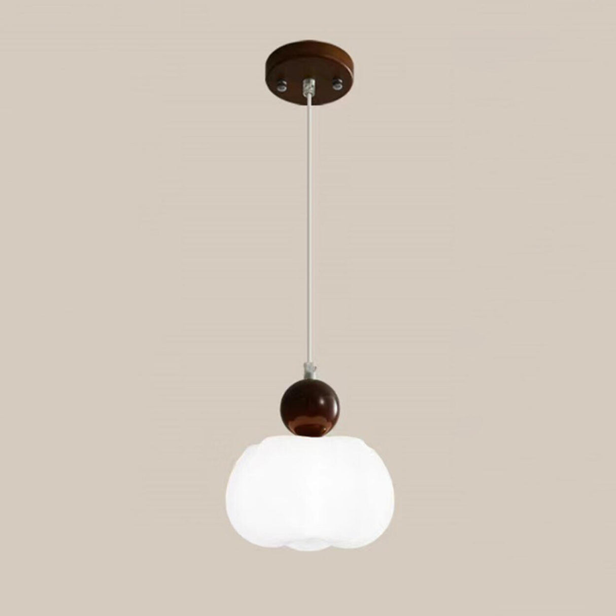 Modern Resin Drum Wooden Cloud Shape Pendant Light Image - 5