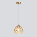 Modern Restaurant Gold Crystal Hollow Dome Pendant Light Image - 2