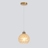 Modern Restaurant Gold Crystal Hollow Dome Pendant Light Image - 3