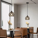 Modern Restaurant Gold Crystal Hollow Dome Pendant Light Image - 4