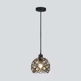 Modern Restaurant Gold Crystal Hollow Dome Pendant Light Image - 5