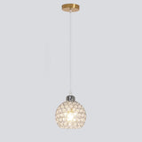 Modern Restaurant Gold Crystal Hollow Dome Pendant Light Image - 7