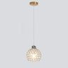 Modern Restaurant Gold Crystal Hollow Dome Pendant Light Image - 7