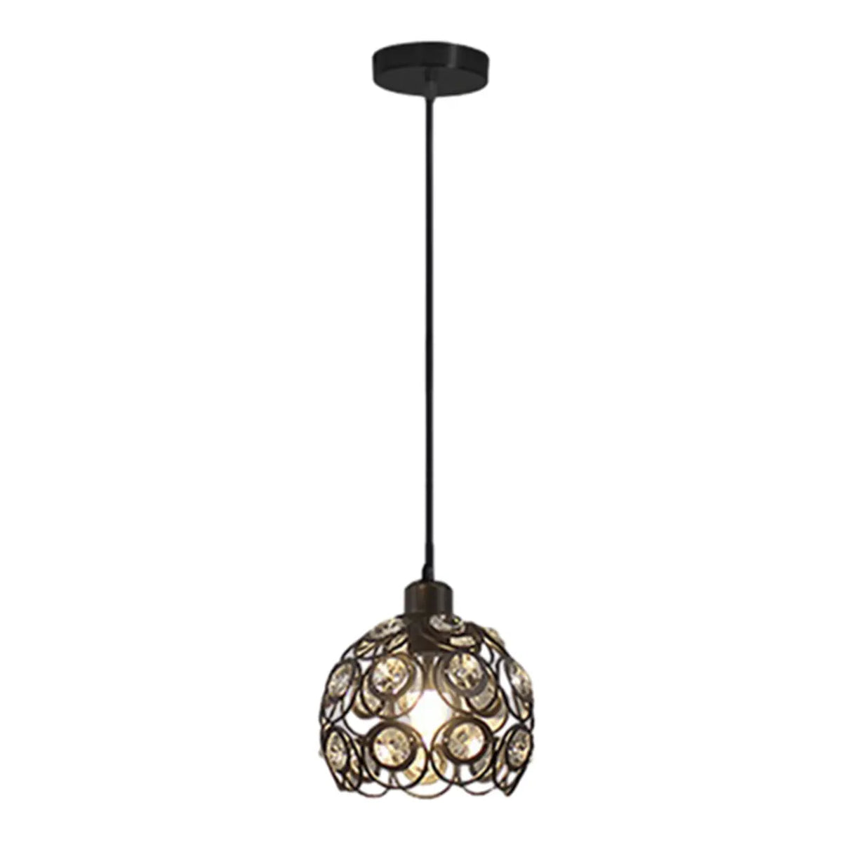 Modern Restaurant Gold Crystal Hollow Dome Pendant Light Image - 9