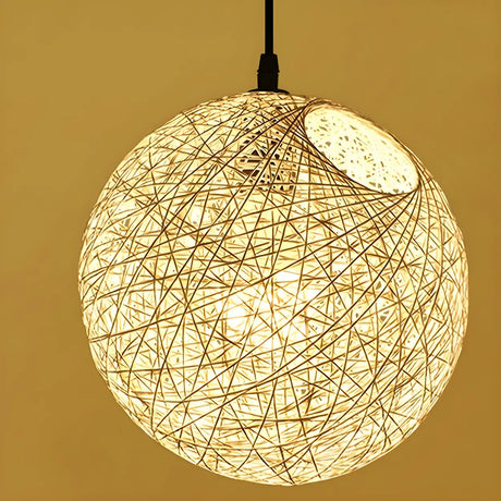 Modern Restaurant Red Yellow Paper Globe Pendant Light Image - 2