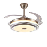 Modern Retractable Blade Round Metal Ceiling Fan Light Image - 13