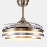 Modern Retractable Blade Round Metal Ceiling Fan Light Image - 17