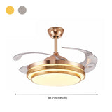 Modern Retractable Blade Round Metal Ceiling Fan Light Image - 35