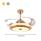 Modern Retractable Blade Round Metal Ceiling Fan Light Image - 36