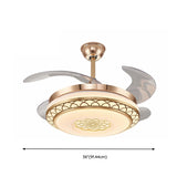 Modern Retractable Blade Round Metal Ceiling Fan Light Image - 39