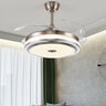 Modern Retractable Blade Round Metal Ceiling Fan Light Image - 9