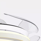 Modern Retractable Round Metal Ceiling Fan with Light Image - 11