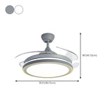 Modern Retractable Round Metal Ceiling Fan with Light #size