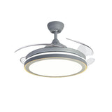 Modern Retractable Round Metal Ceiling Fan with Light Image - 5