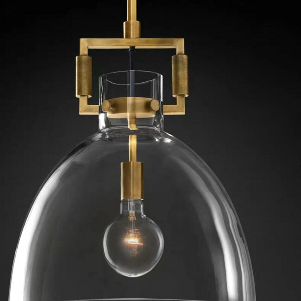 Modern Retro Clear Glass Dome Pendant Light Image - 10