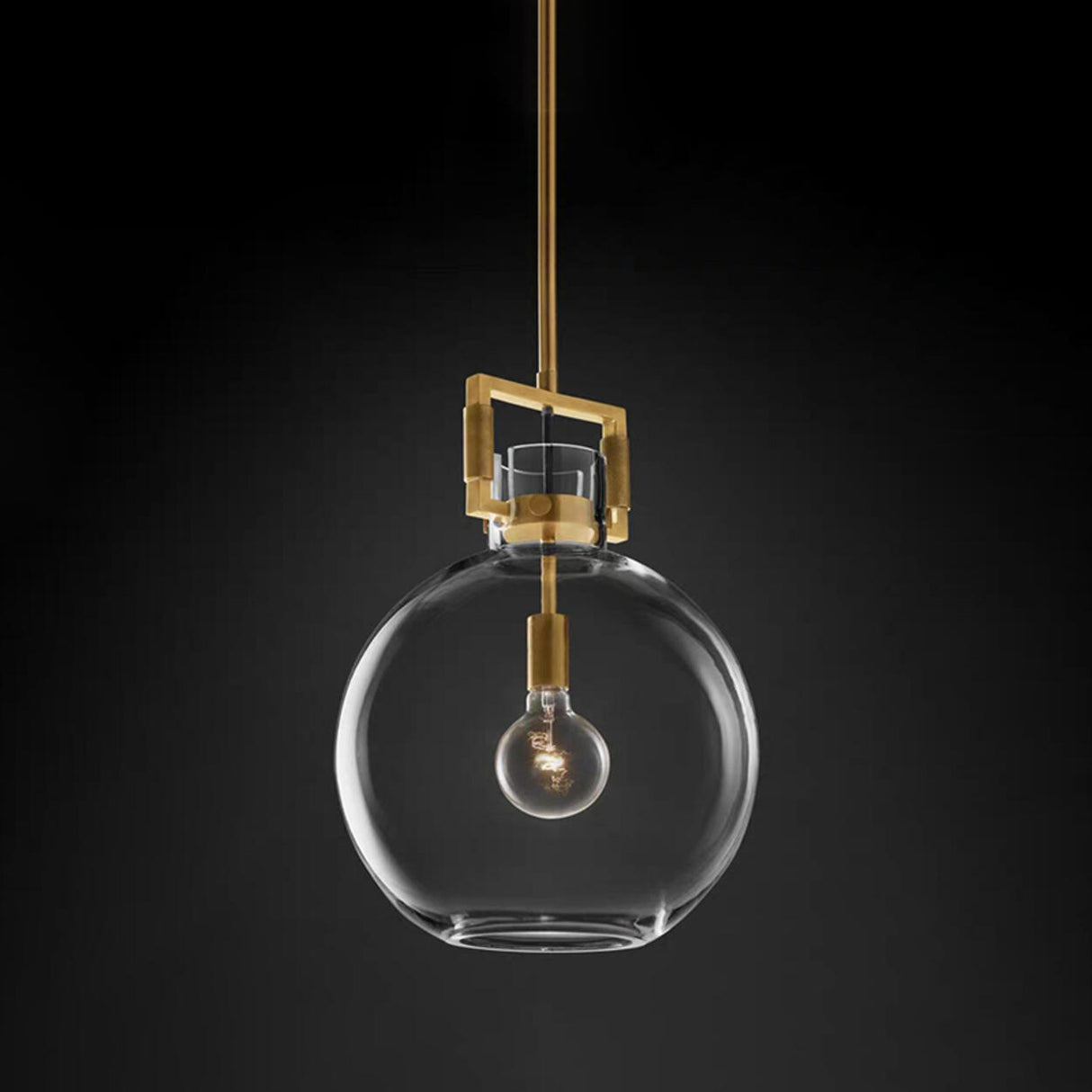 Modern Retro Clear Glass Dome Pendant Light Image - 6