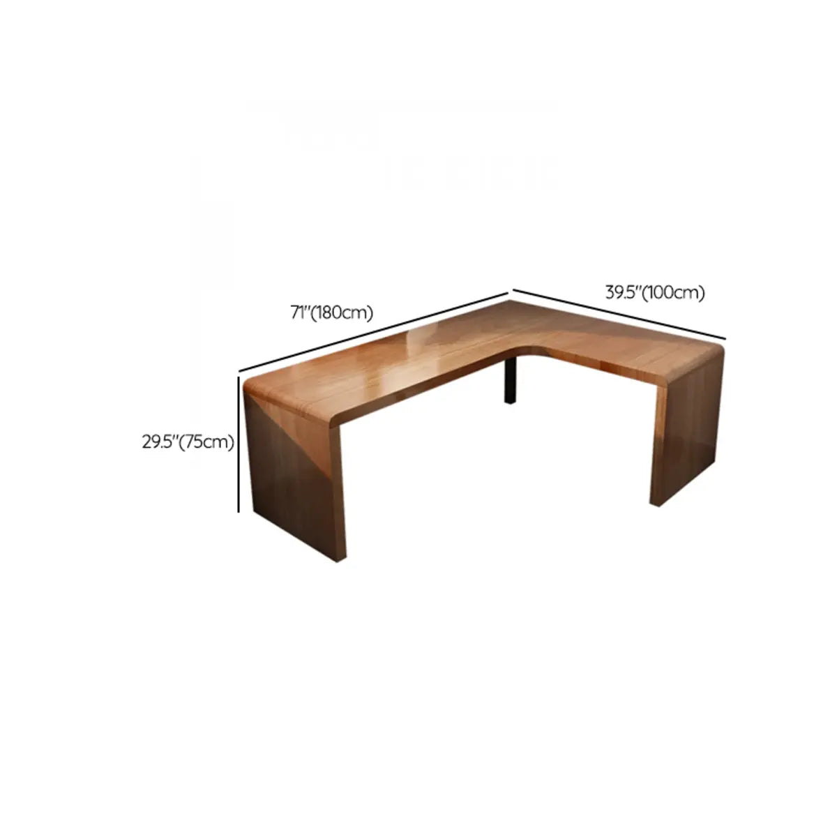 Modern Return Brown Timber L-Shaped Deep Computer Desk Image - 17