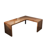 Modern Return Brown Timber L-Shaped Deep Computer Desk Image - 5