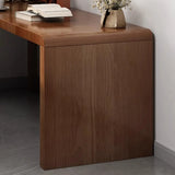 Modern Return Brown Timber L-Shaped Deep Computer Desk Image - 7