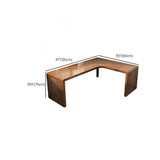 Modern Return Brown Timber L-Shaped Deep Computer Desk #size