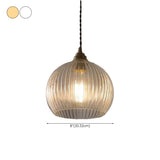 Modern Ribbed  Globe Glass Pendant Light Flexible Length #size