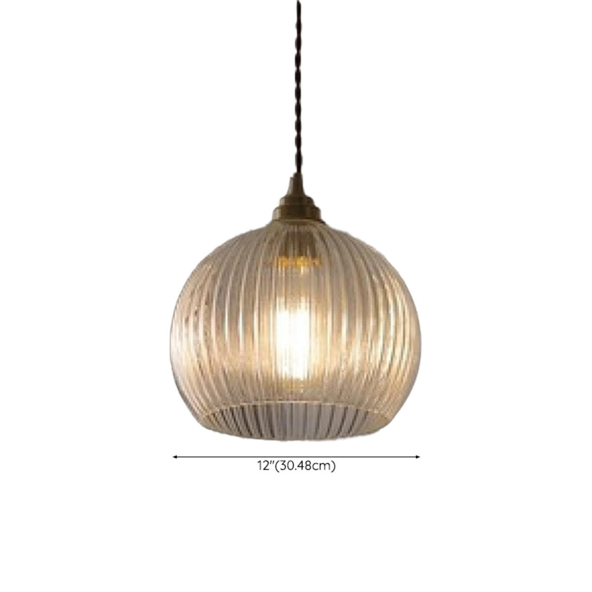 Modern Ribbed  Globe Glass Pendant Light Flexible Length Image - 11