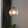 Modern Ribbed  Globe Glass Pendant Light Flexible Length Image - 2