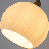 Modern Ribbed  Globe Glass Pendant Light Flexible Length Image - 6