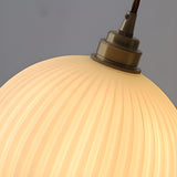 Modern Ribbed  Globe Glass Pendant Light Flexible Length Image - 7