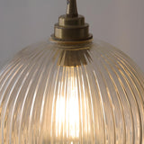 Modern Ribbed  Globe Glass Pendant Light Flexible Length Image - 8